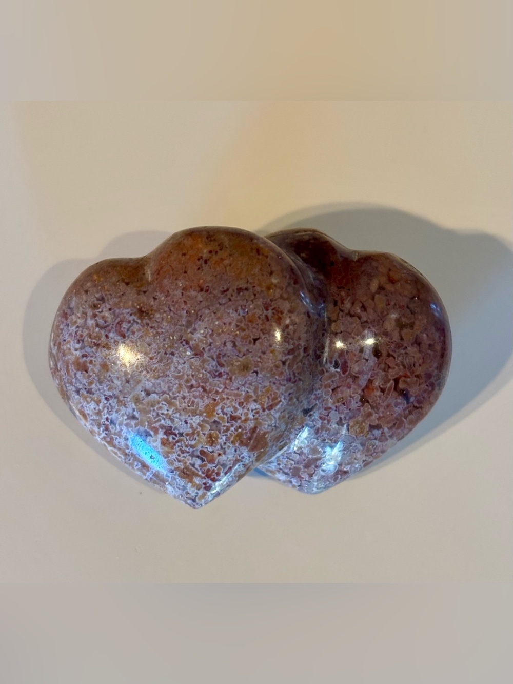 Ocean Jasper Double Heart – Polished Twin Crystal Hearts from Madagascar